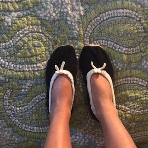 Black and white slippers